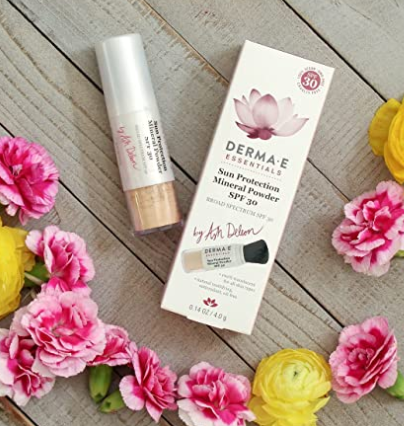 DERMA E Sunscreen Mineral Powder SPF 30 - Natural Matte Face Powder Sunscreen - Non-Nano Zinc Oxide Powder Mineral Makeup UVA/UVB Sunscreen, 0.17 oz